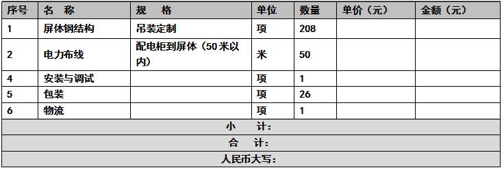 led顯示屏施工報價明細，led顯示屏報價明細，led顯示屏安裝報價明細，led顯示屏價格明細